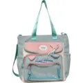 Farbblock schueler rucksack niedliche ita tasche mit klarsichtfach suedlicher schulrucksack - Studientasche / Grün (Kein Anhänger/Abzeichen)