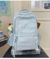 Leichter einfarbiger Rucksack im japanischen Stil für Reisen, große Kapazität, ideal für Studenten. - Blau mit Anhänger