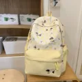 Niedlicher Hundeprint Segeltuch Rucksack für Mädchen, süße lässige Schultasche für Schüler. - L / Groß Gelb (Ohne Anhänger)