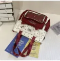 Japanischer süßer Ita-Rucksack Segeltuch Schulranzen mit transparentem Fenster groß - Nur Tragetasche (Ohne Anhänger) / Rot