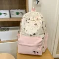 Süßer rosa und weißer Hunderucksack, süßer Schulranzen für den täglichen Freizeitgebrauch. - L / Groß Rosa (Ohne Anhänger)