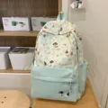 Süßer japanischer Canvas-Rucksack mit Hundemuster, süße Schultasche für Mädchen im Alltag. - L / Groß Grün (Ohne Anhänger)