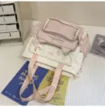 Süßer japanischer Ita Rucksack Rosa Stern Druck Katzenohr Klares Fenster Schultasche - Nur Tragetasche (Ohne Anhänger) / Rosa