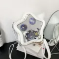 Japanese cute star ita bag transparent crossbody bag anime character badge display - With Badges / White