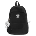 Schwarzer Freizeitrucksack fuer Schueler, grosser Kapazitaet Schultasche mit Wolkenanhaenger. - S / Nur Tasche (Kein Anhänger) / Schwarz