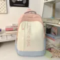 Frischer farbblockierter Mini-Rucksack süße Freizeitschultasche für Damen Alltag Reise - Groß Rosa (Ohne Anhänger)