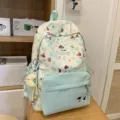 Niedlicher Welpen-Leinwandrucksack für Mädchen, frische mintgrüne Freizeitschultasche. - L / Groß Grün mit Anhänger