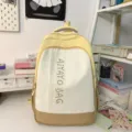 Farblich blockierter Mini Rucksack lässige Student Schultasche süßer Reise Tagesrucksack - Groß Gelb (Ohne Anhänger)