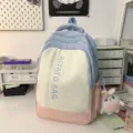 Farbblock Mini Rucksack süße Studentin Schultasche Freizeit Damen Reiserucksack NEU - Groß Blau mit Anhänger