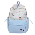 Süßer japanischer Segeltuch-Rucksack für Mädchen hellblaue Schultasche mit niedlichen Hunden - S / Blau Klein (Ohne Anhänger)