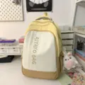 Frischer Farbkasten Mini-Rucksack für Damen, süße Schultasche mit Plüsch-Häschen-Anhänger. - Gelb Groß Mit Anhänger