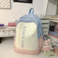 Niedlicher farbiger Mini-Rucksack mit Hasenanhänger, trendiger Freizeit-Tagesrucksack für Studenten. - Mittel Blau (Ohne Anhänger)