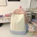 Rosa-weißer Mini-Rucksack mit Farbkloetzchen, süße Schultasche für Pendeln und Reisen im Alltag. - Mittel Rosa (Ohne Anhänger)