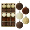 15Stk 6cm Weihnachtskugeln Samt Set für Christbaumschmuck, sortierte strukturierte Anhänger. - Stil 1 (AY-0111) / 15-Teiliges Set