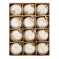 Lot de 12 boules de Noel en tissu champagne boules suspendues pour decoration de fete. - 8cm 12pcs / Blanc Lait