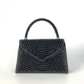 Schwarze Strass Abendtasche, elegante glitzernde Kristall Henkeltasche für Damen. - Schwarz