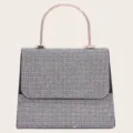 Elegante Strass-Abendtasche mit Metallgriff, glitzernde Diamant-Brauttasche für Partys. - Schwarz