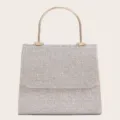 Glitzernde Strass Abendtasche mit Metalltragegriff für Damen Hochzeit Party Tasche - Gold