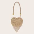 Mini Strass Herz Abendtasche mit goldener Kette Party Handtasche glitzernd für Damen - Mit Strassgriff / Gold