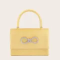 Gelbe Abendhandtasche aus Satin mit Strass-Schleife elegante Damentasche Party - Gold