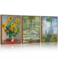 3 delig canvas schilderij set vintage olieverf ingelijst wanddecoratie kunst print - 20x30cm / Canvas Kern + PS Frame