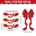 Detalle de adhesivo de pared de Navidad 147pcs 3 hojas lazo rojo copo de nieve - 90X30cm*3 Hojas / Estilo de Lazo Rojo y Copo de Nieve