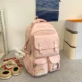 Rosa College Studenten Rucksack, große Kapazität lässige Schultasche mit süßem Hasen Anhänger. - Rucksack Mit Anhänger / Rosa