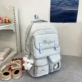 Süßer großer Kapazität Studenten Rucksack lässige Multifunktion graue Schultasche Alltag Pendler - Rucksack Mit Anhänger / Blau