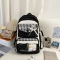 Japanischer schwarz-weißer karierter transparenter Rucksack mit mehreren Fächern neu. - Ohne Anhänger / Schwarz