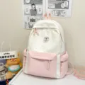 Süßer rosa Sternen Schulrucksack für Mädchen im japanischen Stil lässige Freizeittasche - Ohne Anhänger / Rosa