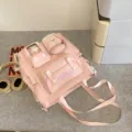Rosa Segeltuch Multi-Taschen Rucksack, niedlicher Schulstil lässige Alltagstasche. - Schultertasche (Ohne Anhänger) / Rosa