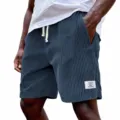 Herren Cord Shorts Freizeit lose Streetwear Kordelzug Fuenf-Punkte Hosen weisse Etikett - S / Unterteile / Marineblau