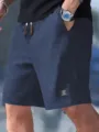 Men's casual waffle knit shorts, comfortable summer outdoor streetwear with drawstring waist. - S / Bottoms / Navy Blue