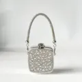 Kleine Strass Abendtasche, silberner Metallrahmen, glitzerndes Kristall Umhängetasche Zubehör. - Silber Großer Strass