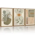 Detail view of modern bohemian botanical canvas wall art, minimalist geometric framed decor set. - 20x30cm / BK2193 (Core + PS Frame)