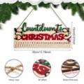Weihnachten Countdown Kalender Holz Hängeschild mit 3D Buchstaben und Hanfseil Dekor. - Spezifikation 6 (Y26Y90557_Q: 35X15CM)