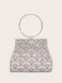 Elegante Strass Abendtasche mit rundem Metallgriff und glitzerndem Fächerdesign für Partys. - 20*6.5*16CM / Gold