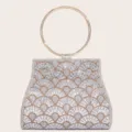 Glitzernde Strass Abendtasche Goldener Ring Griff Pailletten Party Handtasche Silber - Gold