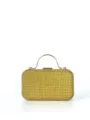 Glänzende Strass Abendtasche Detail, goldene Glitzer Clutch Handtasche für elegante Partys. - Gold