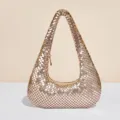 Goldfarbene Metall-Netz Hobo Tasche, Elegante Pailletten Abend-Umhängetasche für Damen - Gold / 26*33*3CM