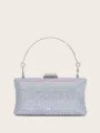 Silberne Strass Abendtasche mit elegantem Metallgriff und Verschluss für Partys und Hochzeiten. - 19*11,5*6cm / Silber