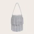 Glänzende silberne Strass Beuteltasche Kristall Abendtasche elegante Party Handtasche - Silber