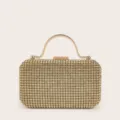 Goldene Strass Abendtasche für Damen, glitzernde Metallic Griff Clutch Handtasche Party. - Silber
