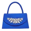 Blaue Abendhandtasche mit funkelnden Kristall Strass Blumen für Party und Hochzeit Anlässe - Blau