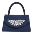 Dunkelblaue Wildleder Abendhandtasche mit glitzernden Strasssteinen für Damen Party Hochzeit. - Dunkelblau