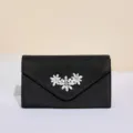 Schwarze Kristall Abendtasche, elegante Damen Clutch Handtasche für Hochzeit Party. - Schwarz