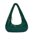 Grüne Pailletten Umhängetasche Metall Mesh Hobo Tasche Party Abendhandtasche für Damen - 26x33x3cm / Dunkelgrün