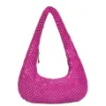 Rosa Metallische Mesh Hobo Tasche Pailletten Abend Party Schulter Handtasche Unterarm - 26x33x3cm / Fuchsia