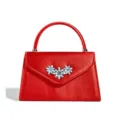 Rote Abendtasche aus Satin mit elegantem Griff und glitzernden Strassblumen für Partys. - 24*15.5*6.5cm / Rot