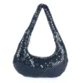 Schwarze metallische Netz-Schultertasche, elegante Hobo-Abendtasche für Partys und Clubs. - 26x33x3cm / Schwarz